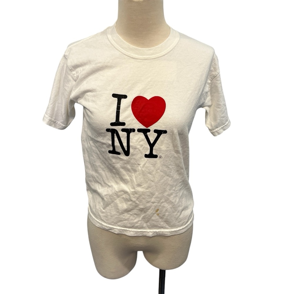 I LOVE NY White 100 % Cotton Crewneck Tee (S)